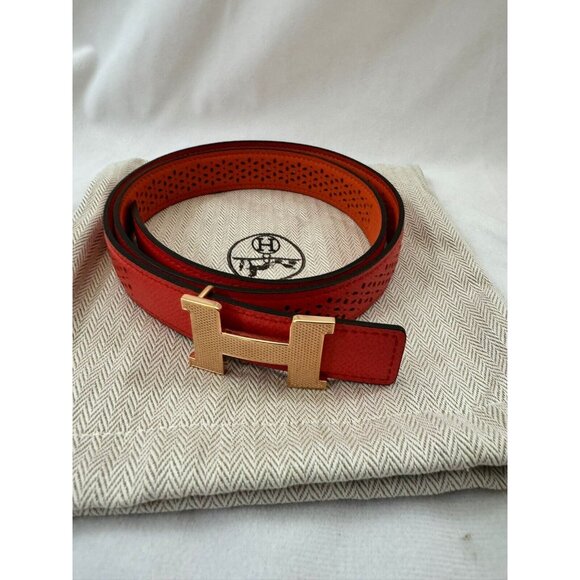 Hermes Women\'s Constance Belt Reversible Orange / Rose Jaipur 36cm main image 6